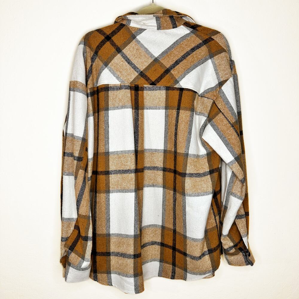 NWT Amazon Automet Plaid Flannel Button Down Fall Shirt Jacket Shacket Large - Picture 9 of 14